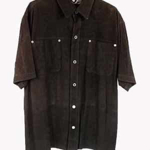 SHIRT, SUEDE, FINE MESH, UNISEX EXTRA LARGE, BLACK, TWO POCKETS, PARTLY LINED,